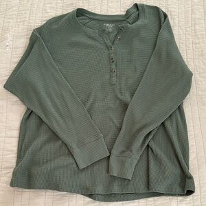 American Eagle Outfitters Green Waffle Knit Sweater